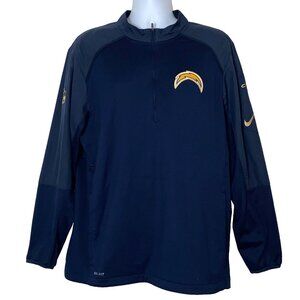 Nike Jacket Chargers NFL Dri Fit Mens L Blue Fleece Half Zip Embroidered Logo